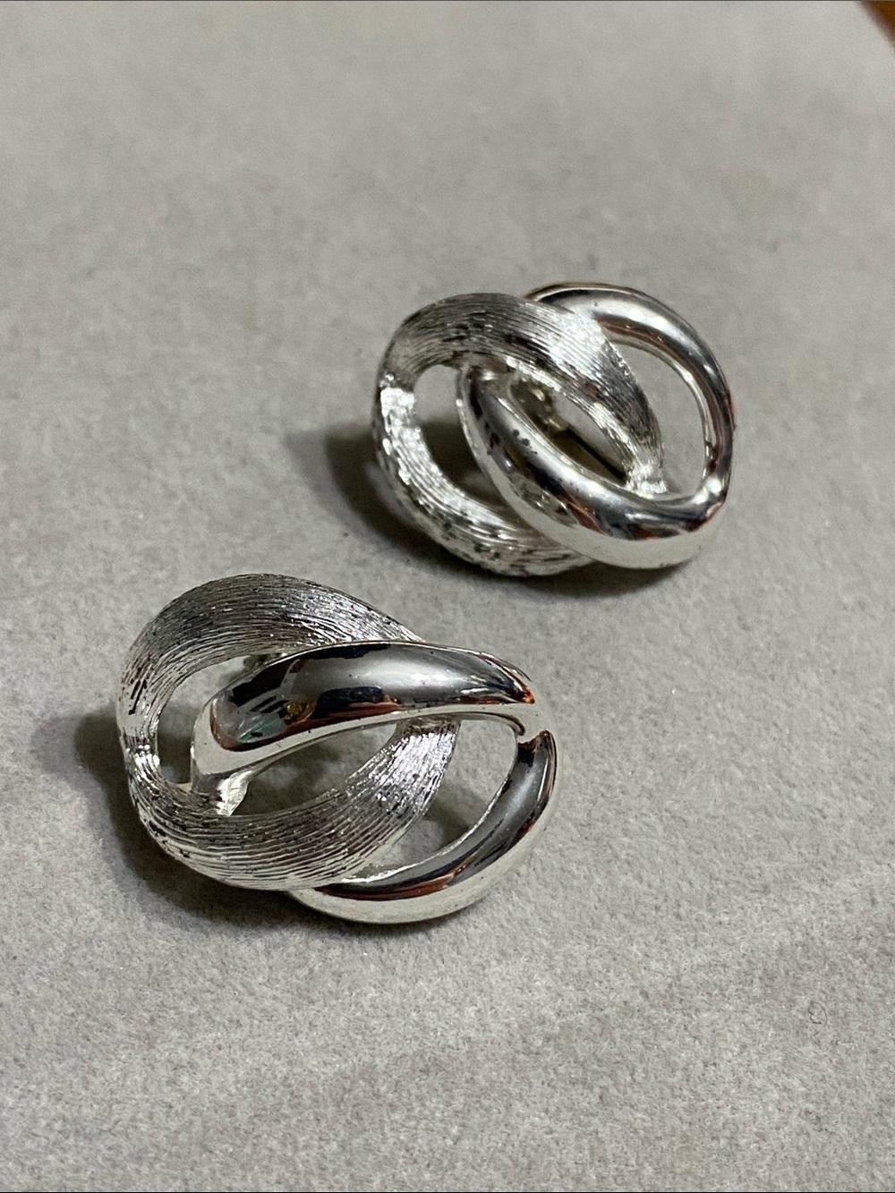Napier Silver-Tone Twisted Knot Screw Back Earrings